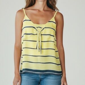 CABI YELLOW NAVY RIVIERA LIGHTS STRIPE KNOT YACHT TANK TOP WOMENS SZ SMALL